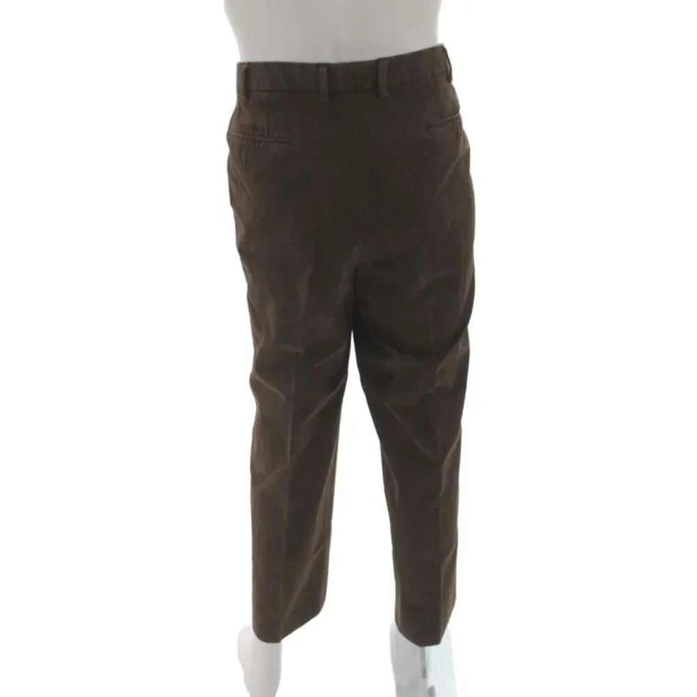 Hiltl Mens Chino Pants 98% Cotton Brown Button Solid Size 38